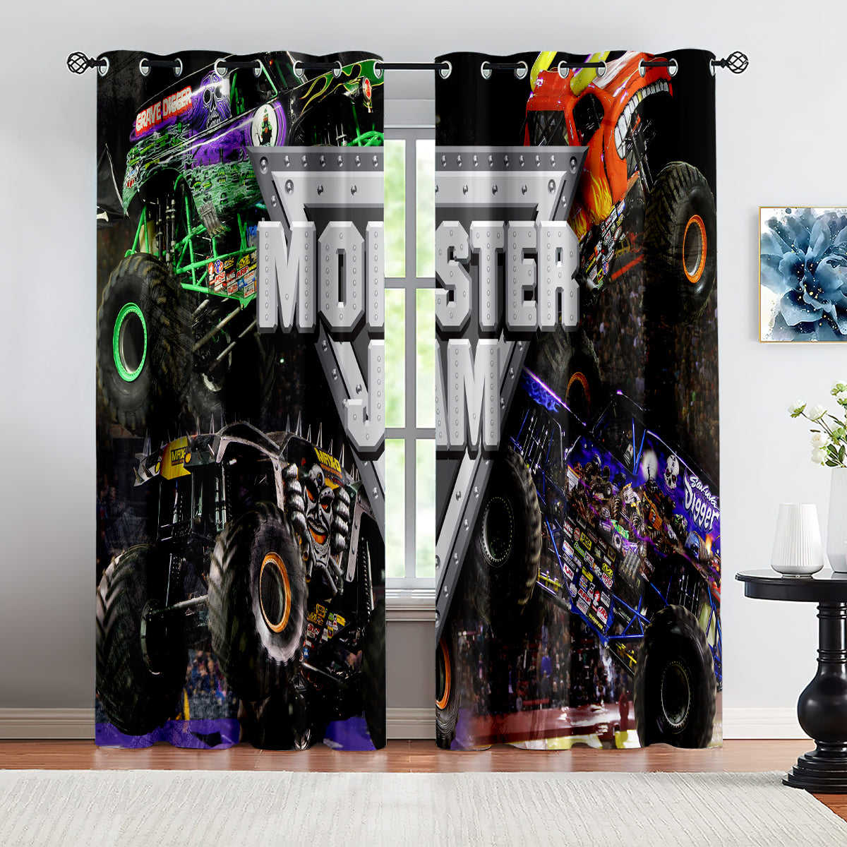 Monster Jam Blackout Curtains Drapes For Window Treatment Set