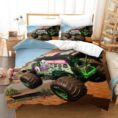 Monster Truck Duvet Cover Quilt Case Pillowcase Bedding Set