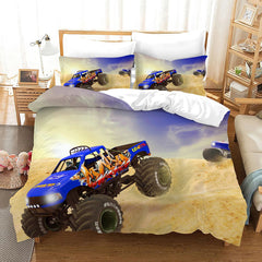 Monster Truck Duvet Cover Quilt Case Pillowcase Bedding Set