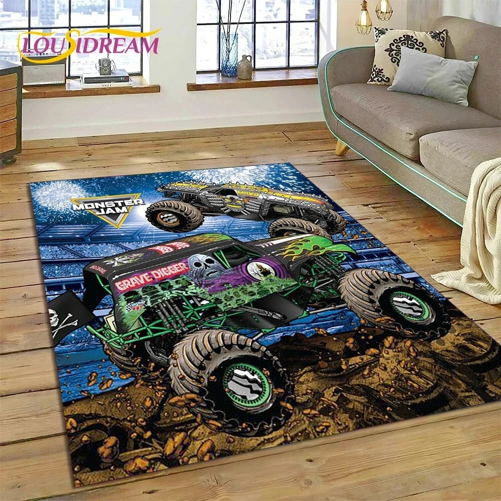 Monster Truck Monster Jam Cosplay Carpet Living Room Bedroom Sofa Rug Door Mat