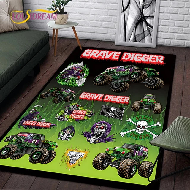 Monster Truck Monster Jam Cosplay Carpet Living Room Bedroom Sofa Rug Door Mat