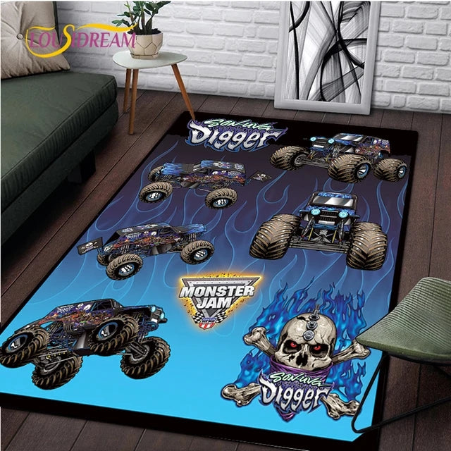 Monster Truck Monster Jam Cosplay Carpet Living Room Bedroom Sofa Rug Door Mat