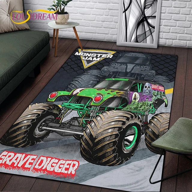 Monster Truck Monster Jam Cosplay Carpet Living Room Bedroom Sofa Rug Door Mat