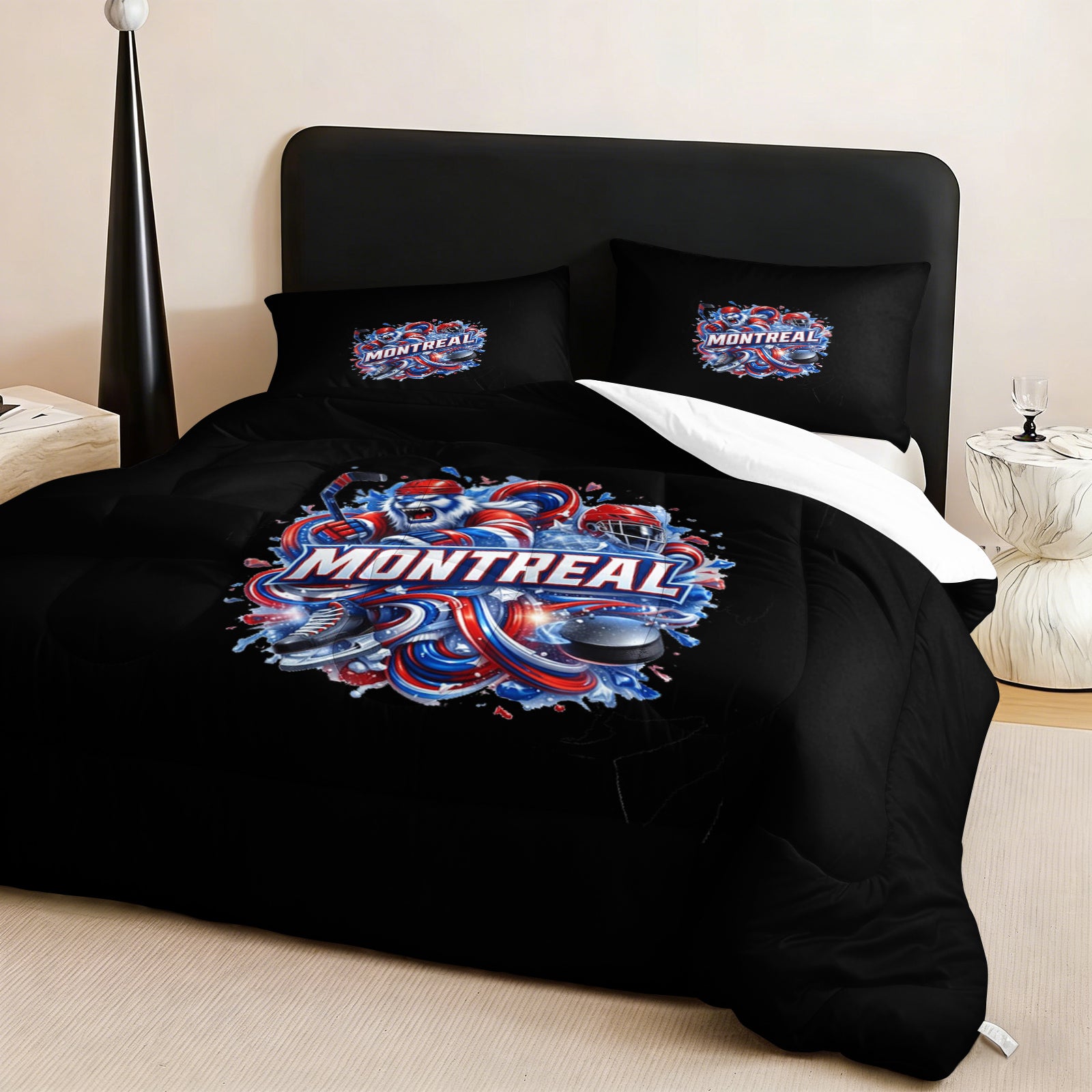 Montreal Canadiens Hockey League Comforter Pillowcase Sets Blanket All Season Reversible Quilted Duvet