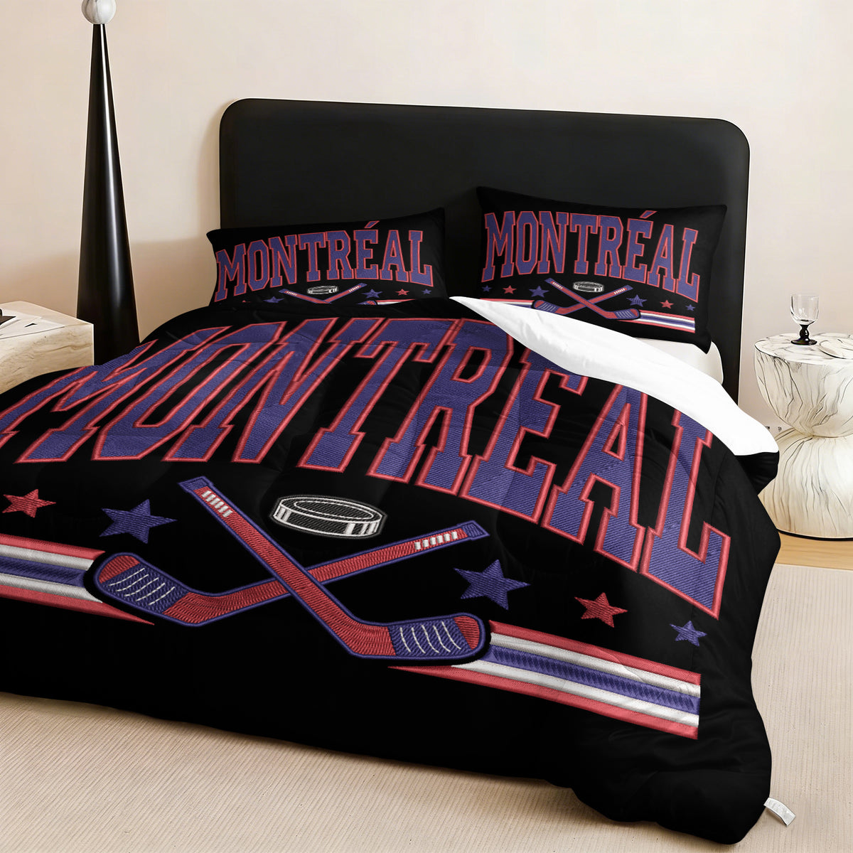 Montreal Canadiens Hockey League Comforter Pillowcase Sets Blanket All Season Reversible Quilted Duvet