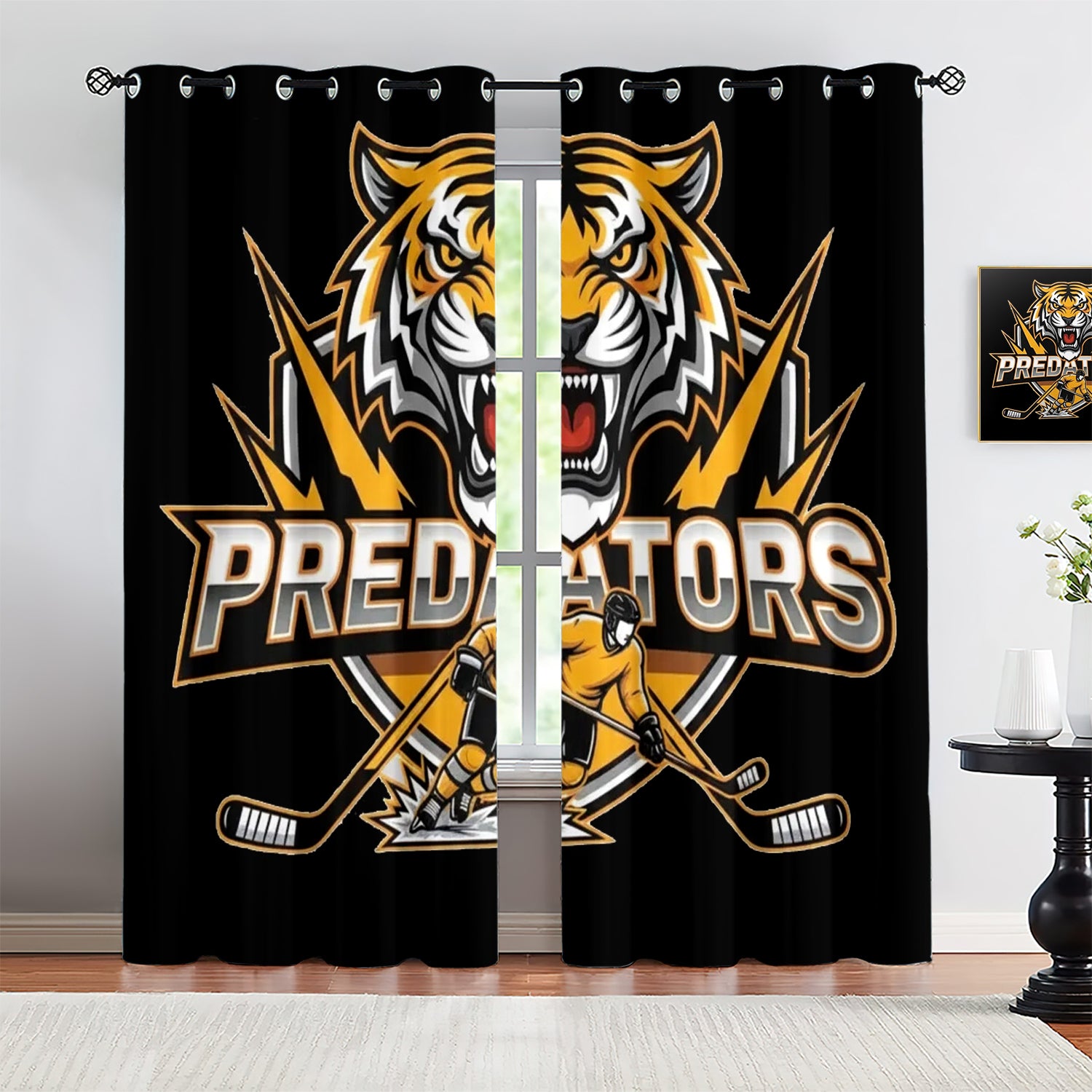 Nashville Predators Blackout Curtains Drapes For Window Treatment Set