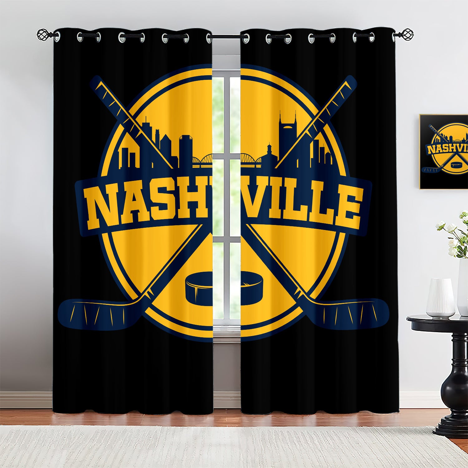 Nashville Predators Blackout Curtains Drapes For Window Treatment Set