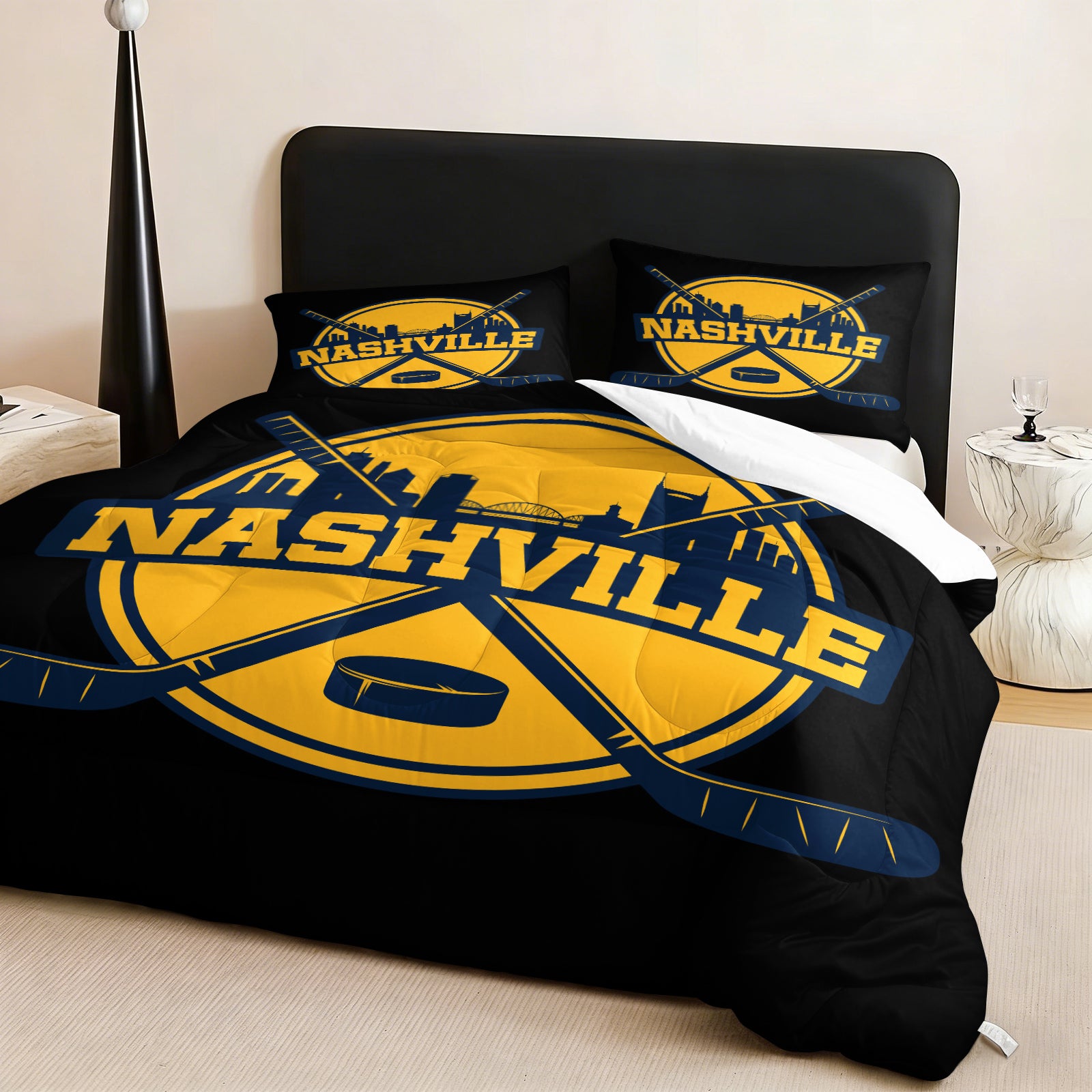 Nashville Predators Hockey League Comforter Pillowcase Sets Blanket All Season Reversible Quilted Duvet