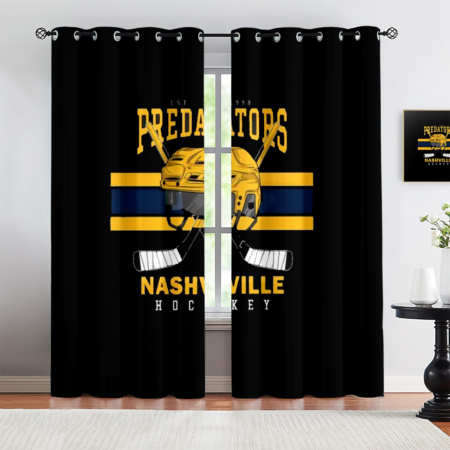 Nashville Predators Blackout Curtains Drapes For Window Treatment Set