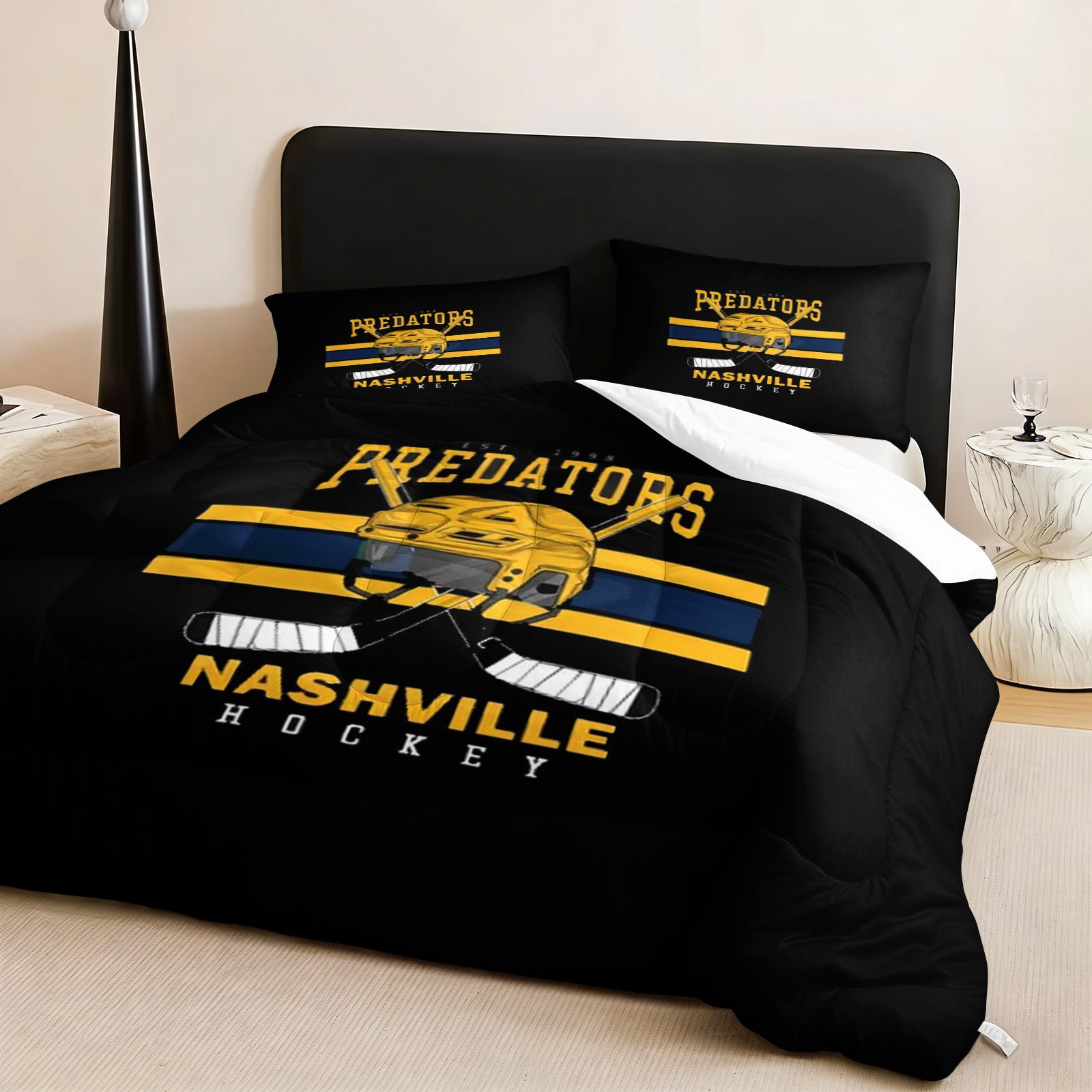 Nashville Predators Hockey League Comforter Pillowcase Sets Blanket All Season Reversible Quilted Duvet