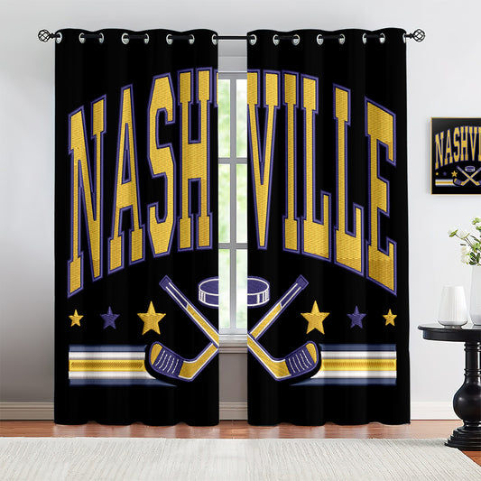Nashville Predators Blackout Curtains Drapes For Window Treatment Set 1500