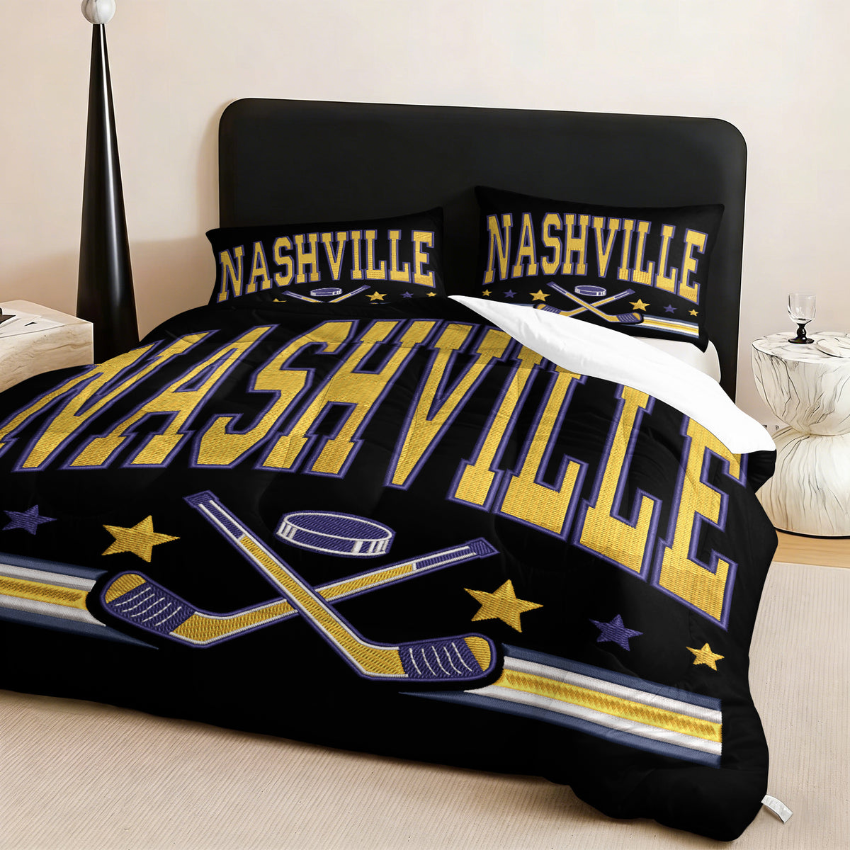 Nashville Predators Hockey League Comforter Pillowcase Sets Blanket All Season Reversible Quilted Duvet