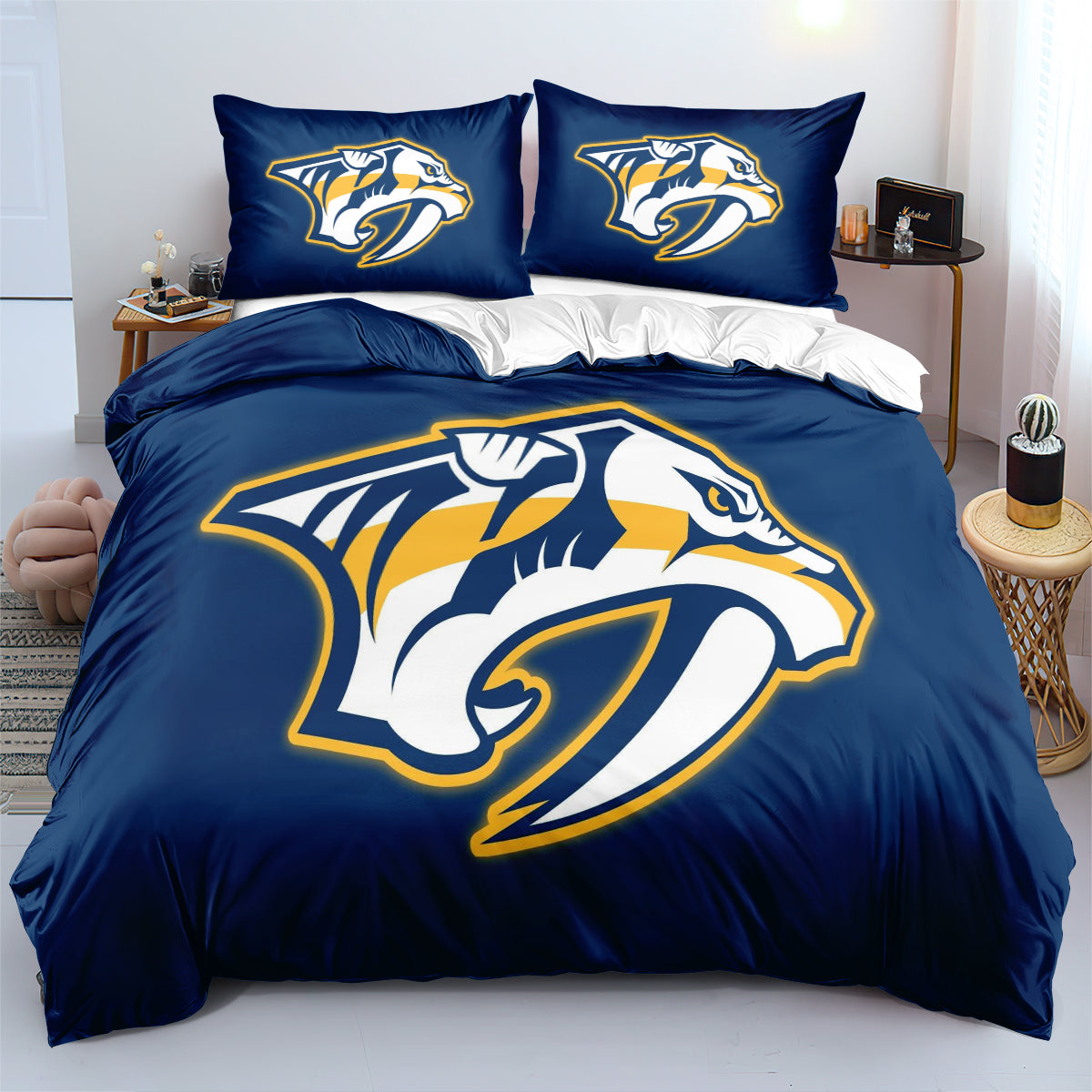 Nashville Predators Hockey League Duvet Cover Quilt Case Pillowcases