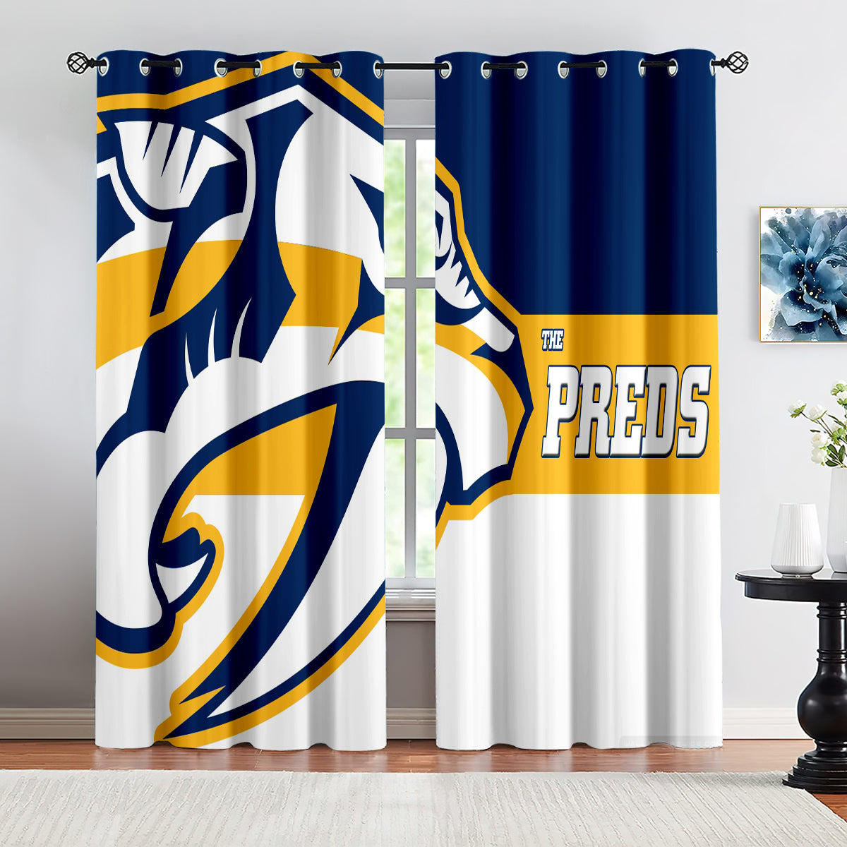 Nashville Predators Hockey League Blackout Curtains Drapes For Window Treatment Set