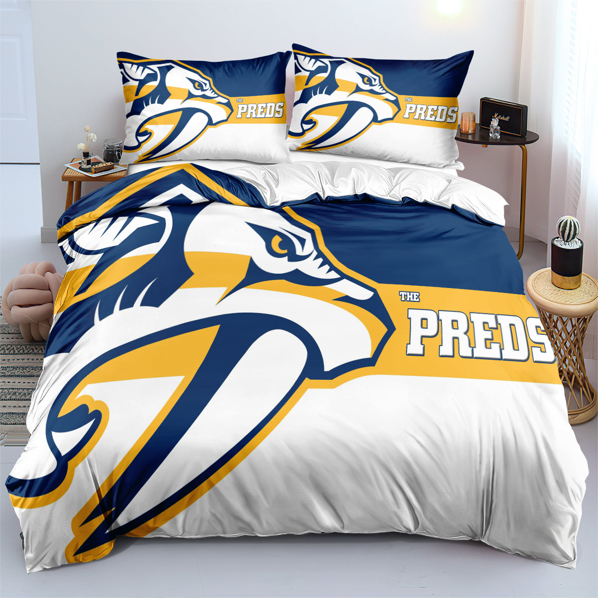 Nashville Predators Hockey League Duvet Cover Quilt Case Pillowcases