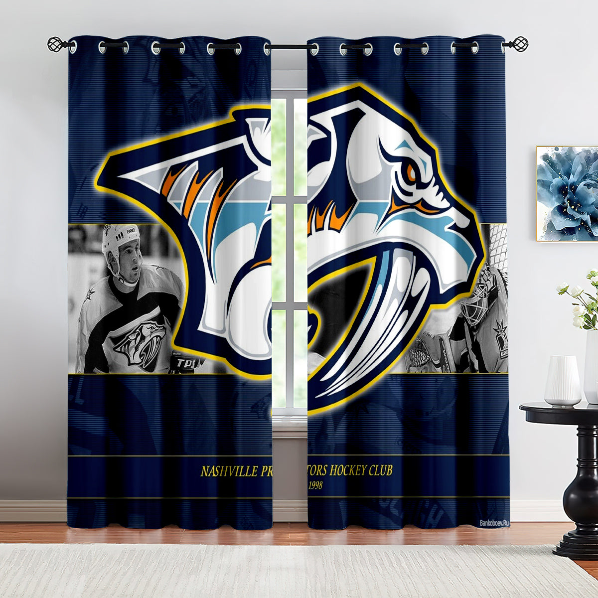 Nashville Predators Hockey League Blackout Curtains Drapes For Window Treatment Set