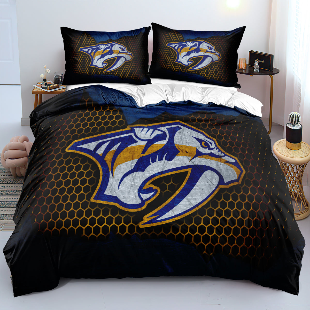 Nashville Predators Hockey League Duvet Cover Quilt Case Pillowcases