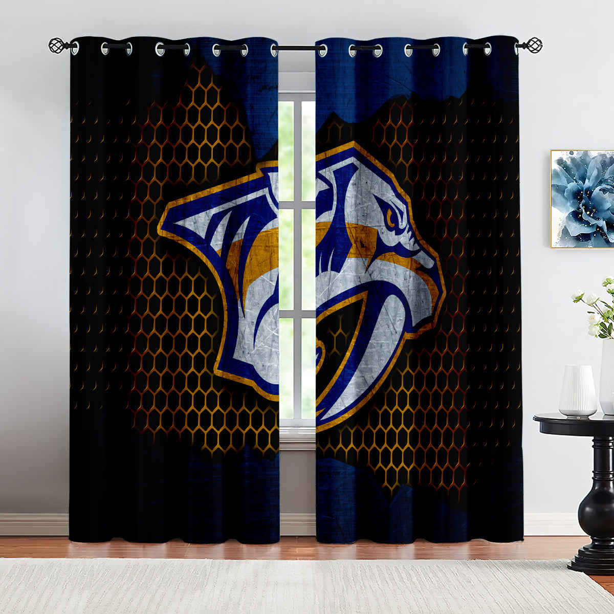 Nashville Predators Hockey League Blackout Curtains Drapes For Window Treatment Set