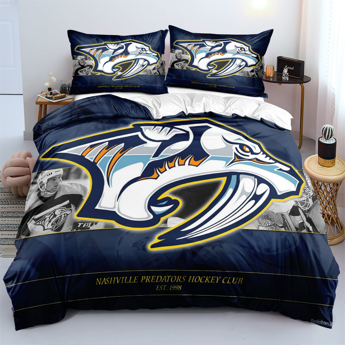 Nashville Predators Hockey League Duvet Cover Quilt Case Pillowcases