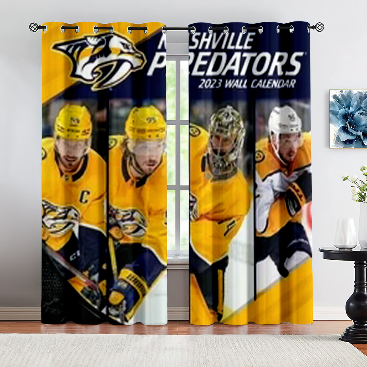 Nashville Predators Hockey League Blackout Curtains Drapes For Window Treatment Set