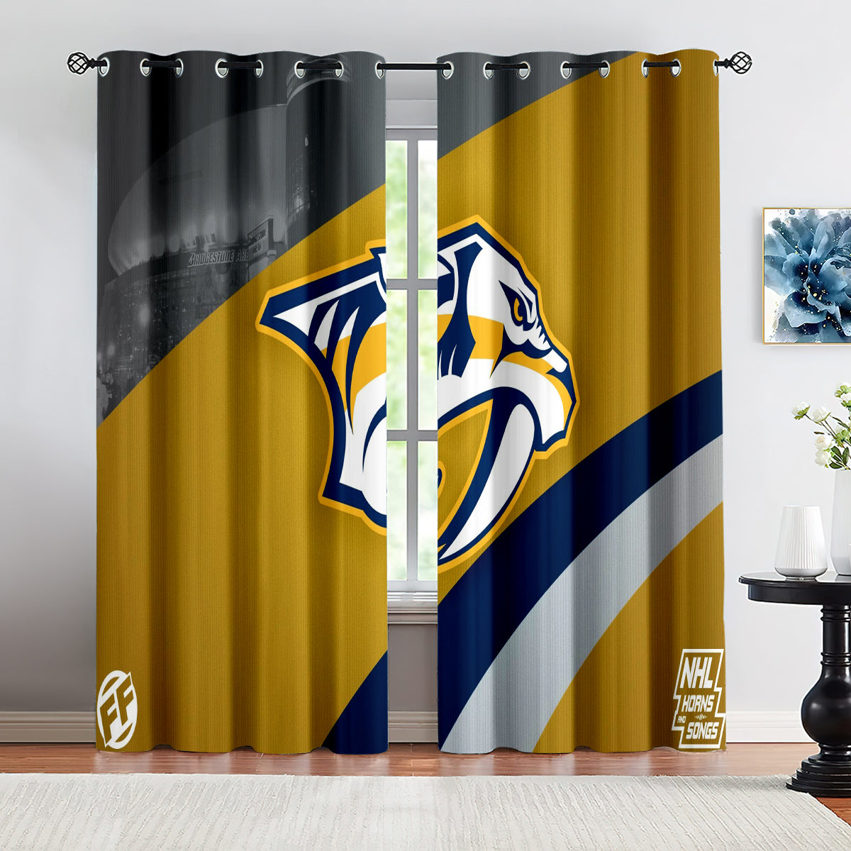 Nashville Predators Hockey League Blackout Curtains Drapes For Window Treatment Set