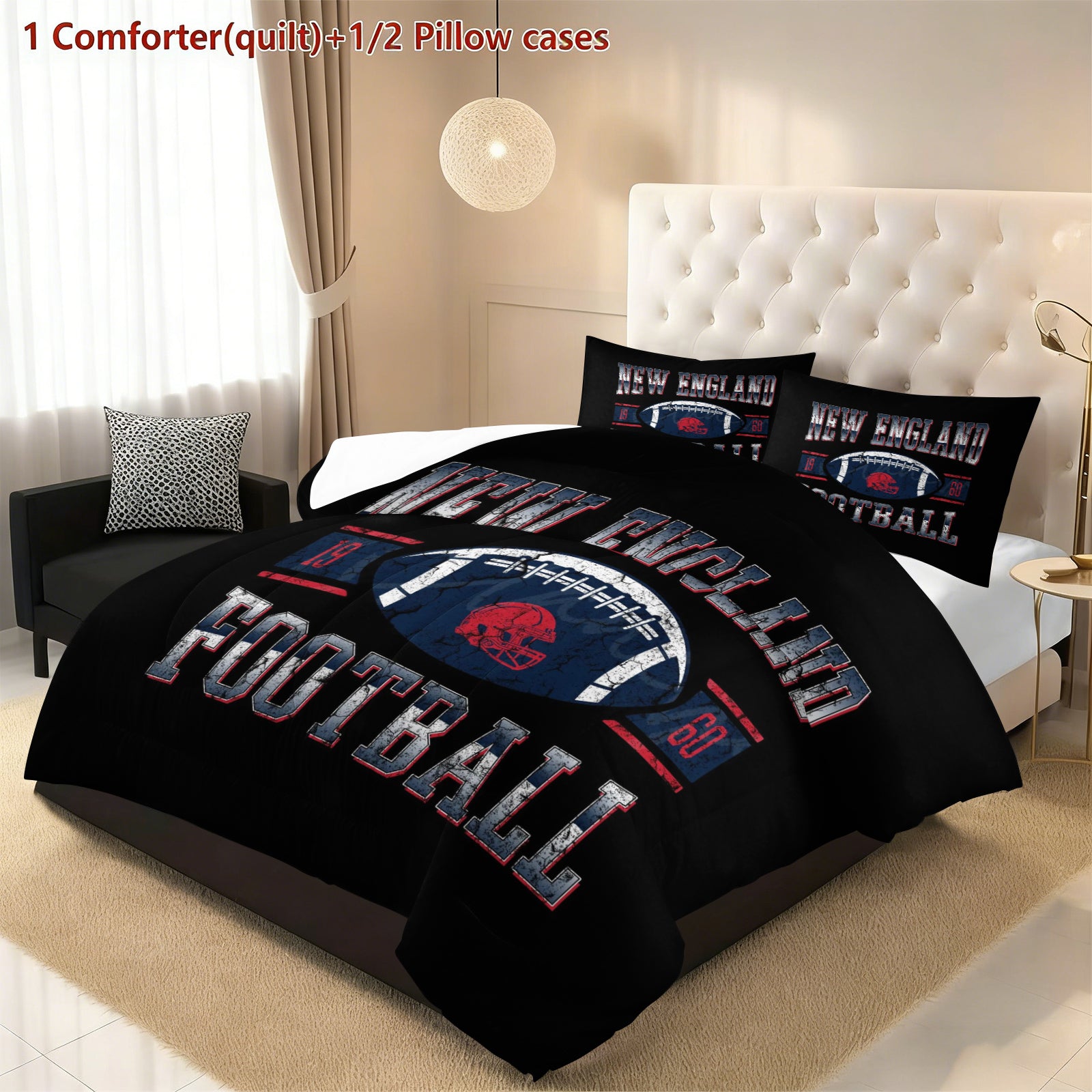 New England Patriots Comforter Pillowcase Sets Blanket All Season Reversible Quilted Duvet