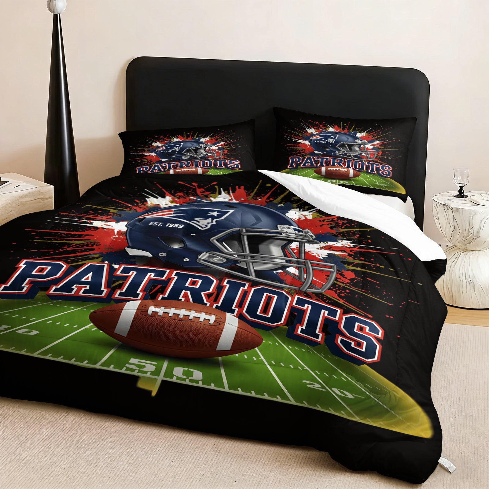 New England Patriots Comforter Pillowcase Sets Blanket All Season Reversible Quilted Duvet