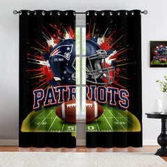New England Patriots Blackout Curtains Drapes For Window Treatment Set