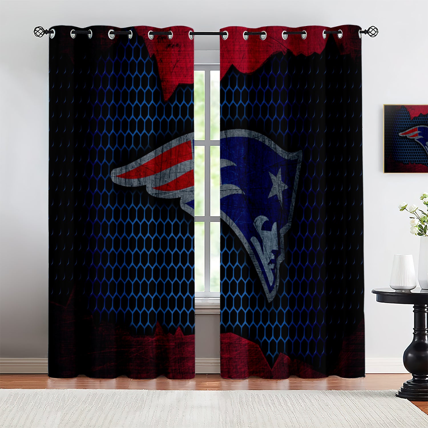 New England Patriots Blackout Curtains Drapes For Window Treatment Set