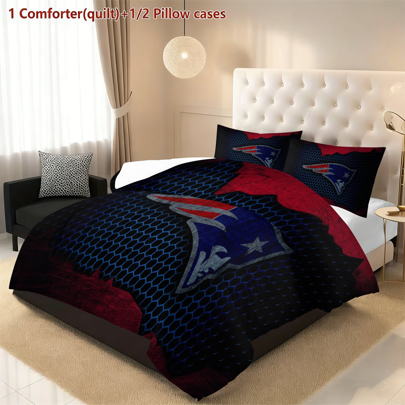 New England Patriots Comforter Pillowcase Sets Blanket All Season Reversible Quilted Duvet