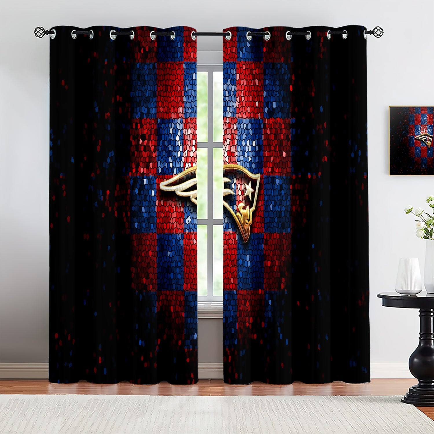 New England Patriots Blackout Curtains Drapes For Window Treatment Set