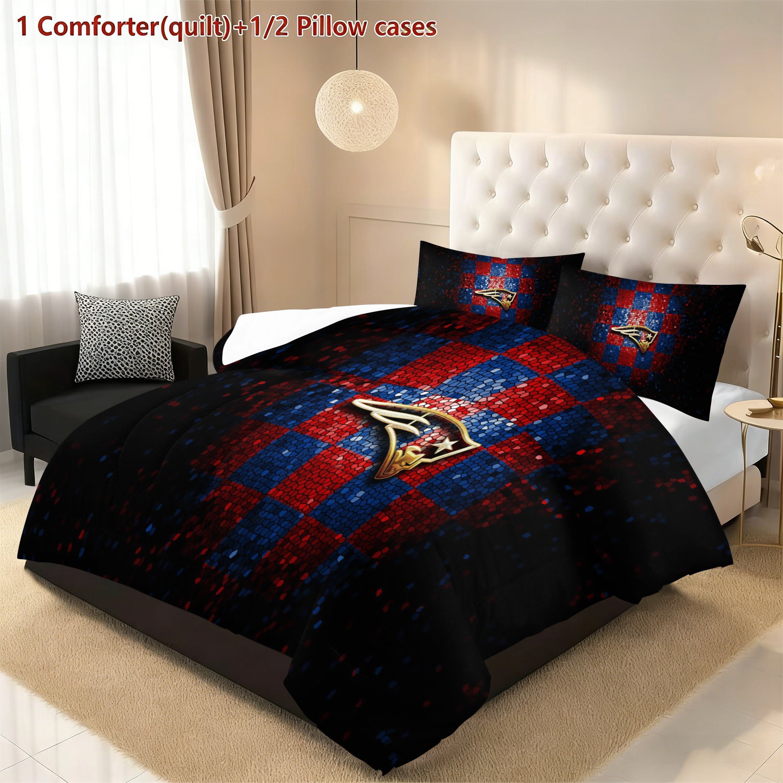 New England Patriots Comforter Pillowcase Sets Blanket All Season Reversible Quilted Duvet
