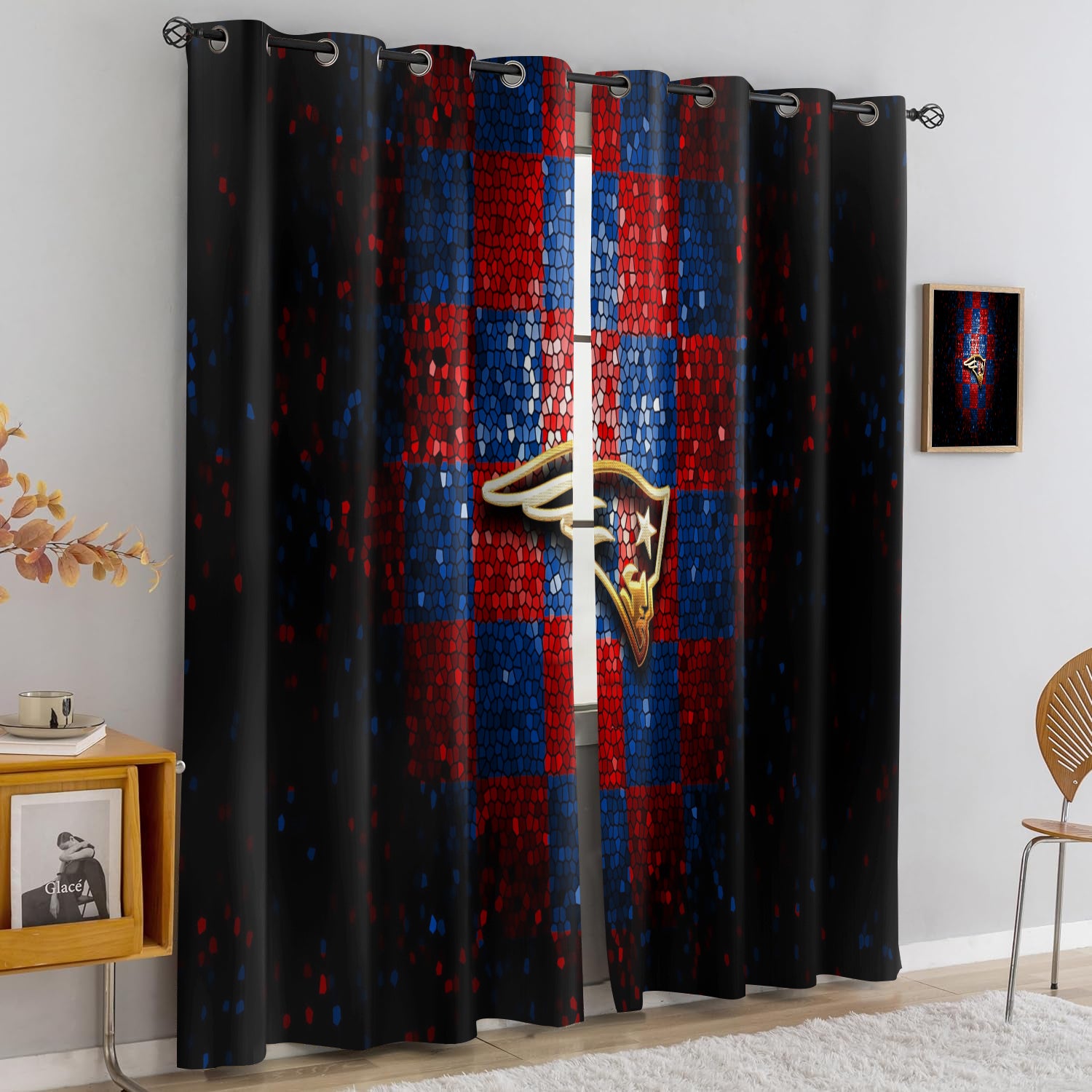 New England Patriots Blackout Curtains Drapes For Window Treatment Set