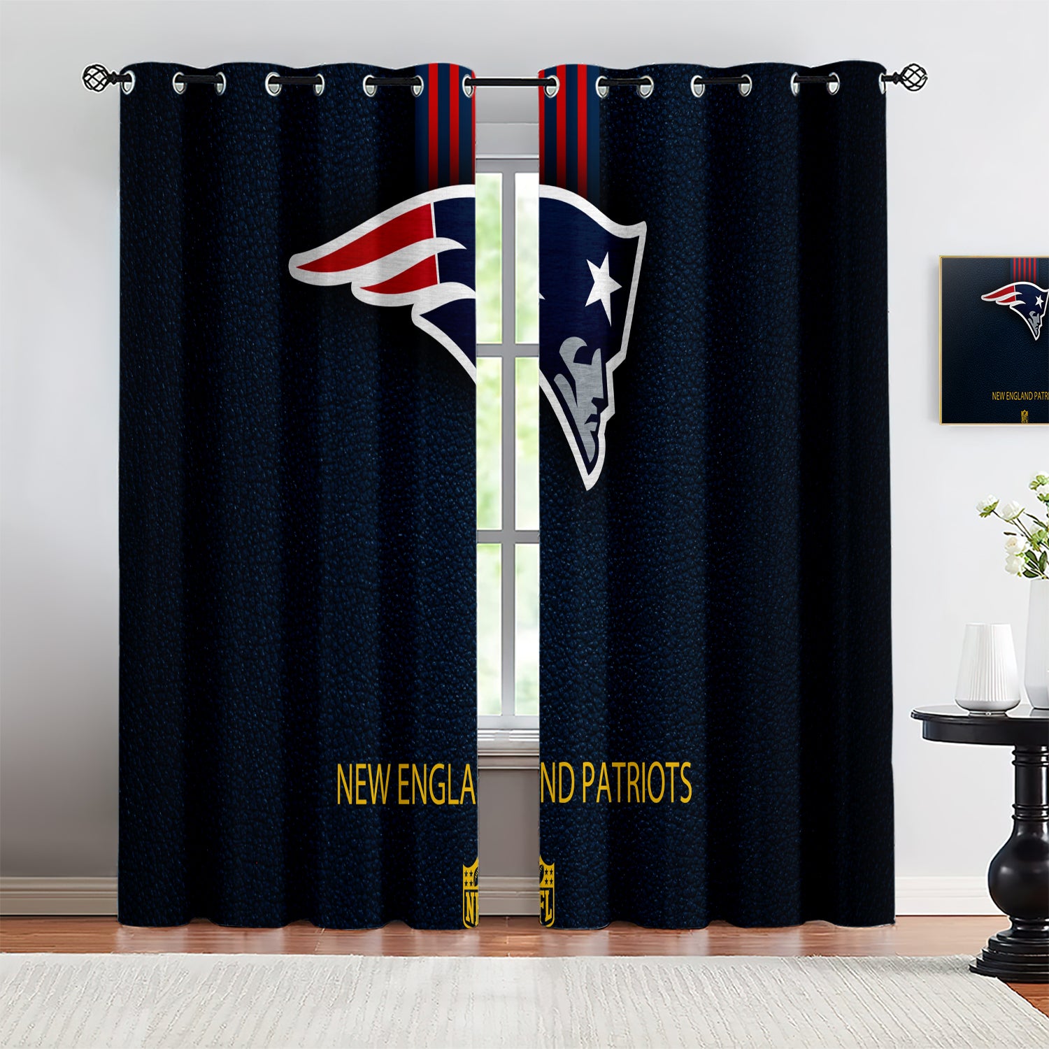 New England Patriots Blackout Curtains Drapes For Window Treatment Set