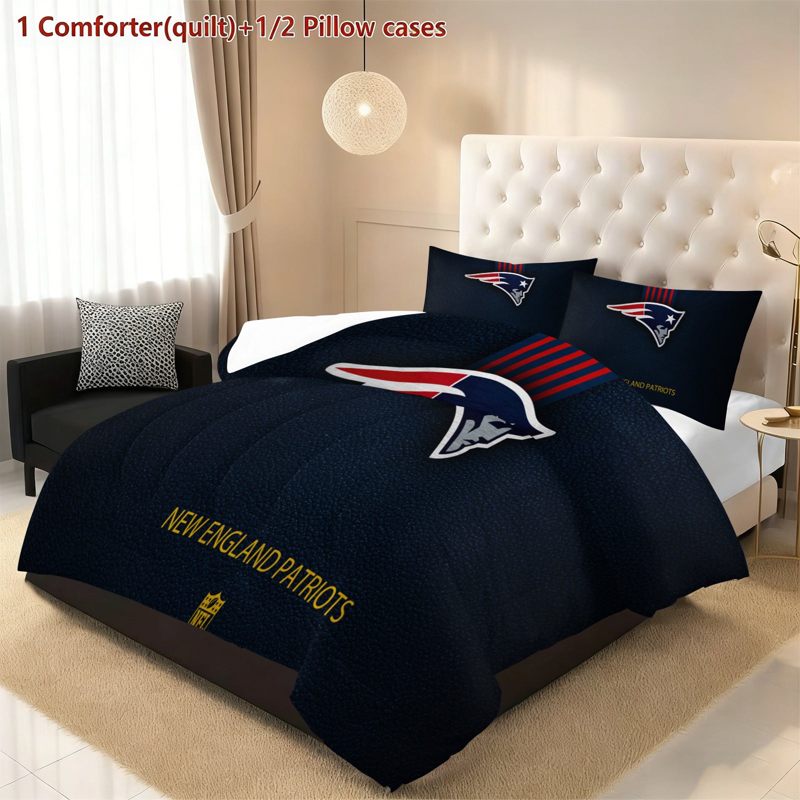 New England Patriots Comforter Pillowcase Sets Blanket All Season Reversible Quilted Duvet