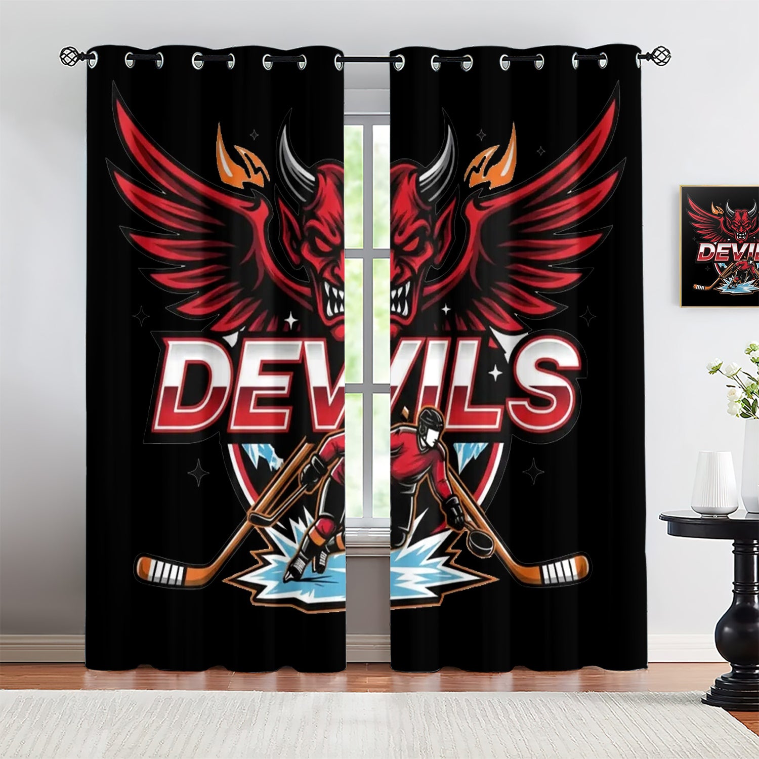 New Jersey Devils Blackout Curtains Drapes For Window Treatment Set