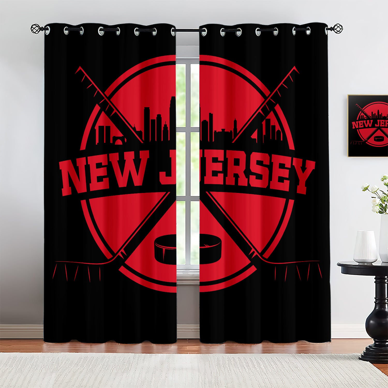 New Jersey Devils Blackout Curtains Drapes For Window Treatment Set