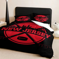 New Jersey Devils Hockey League Comforter Pillowcase Sets Blanket All Season Reversible Quilted Duvet