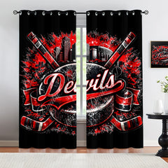 New Jersey Devils Blackout Curtains Drapes For Window Treatment Set