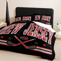 New Jersey Devils Hockey League Comforter Pillowcase Sets Blanket All Season Reversible Quilted Duvet