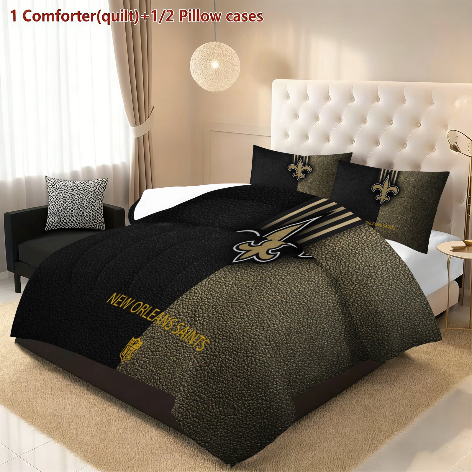 New Orleans Saints Comforter Pillowcase Sets Blanket All Season Reversible Quilted Duvet