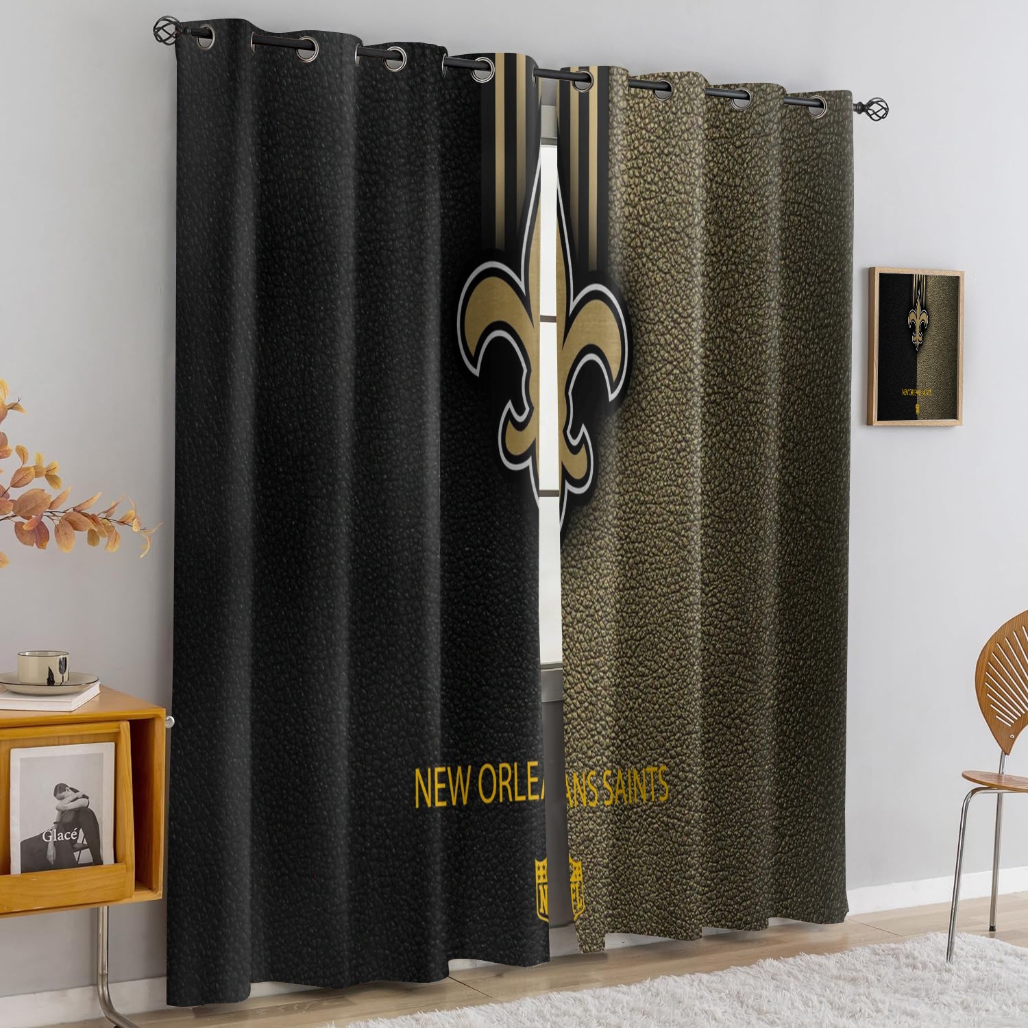 New Orleans Saints Blackout Curtains Drapes For Window Treatment Set