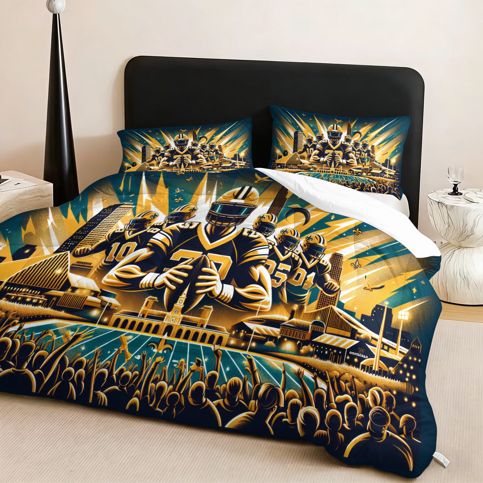 New Orleans Saints Comforter Pillowcase Sets Blanket All Season Reversible Quilted Duvet