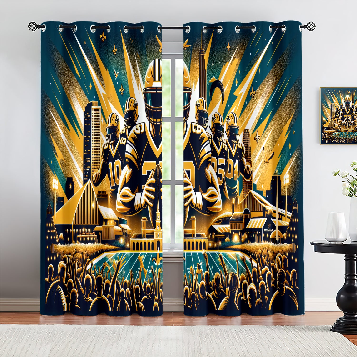 New Orleans Saints Blackout Curtains Drapes For Window Treatment Set