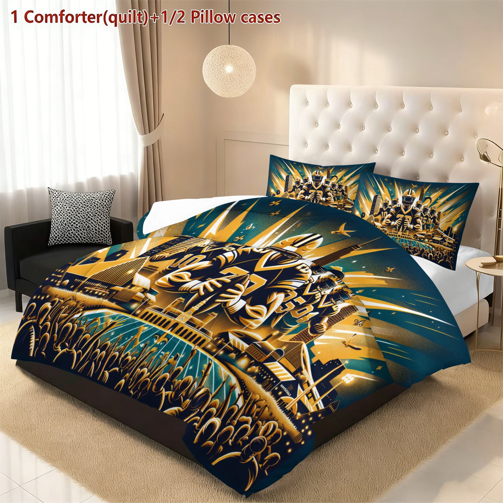 New Orleans Saints Comforter Pillowcase Sets Blanket All Season Reversible Quilted Duvet