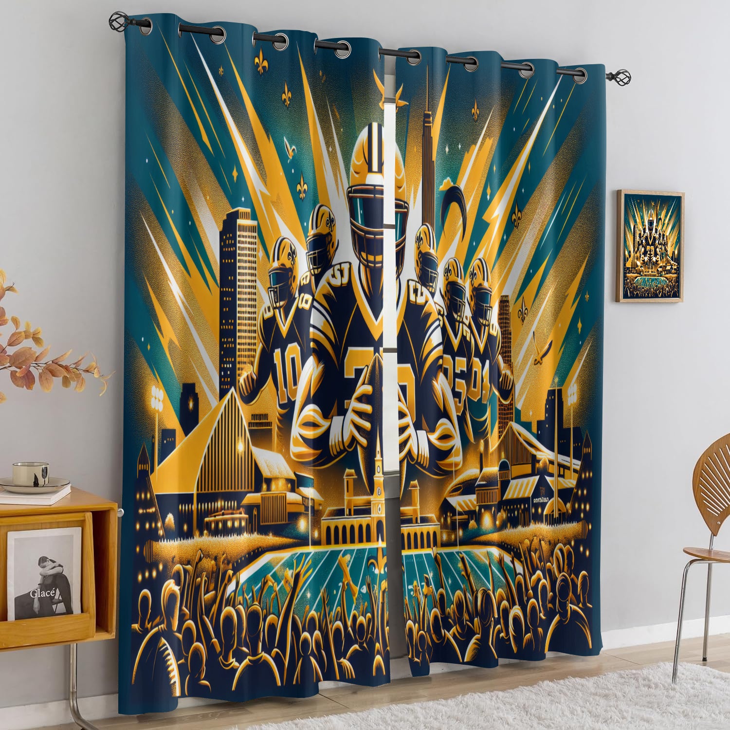 New Orleans Saints Blackout Curtains Drapes For Window Treatment Set