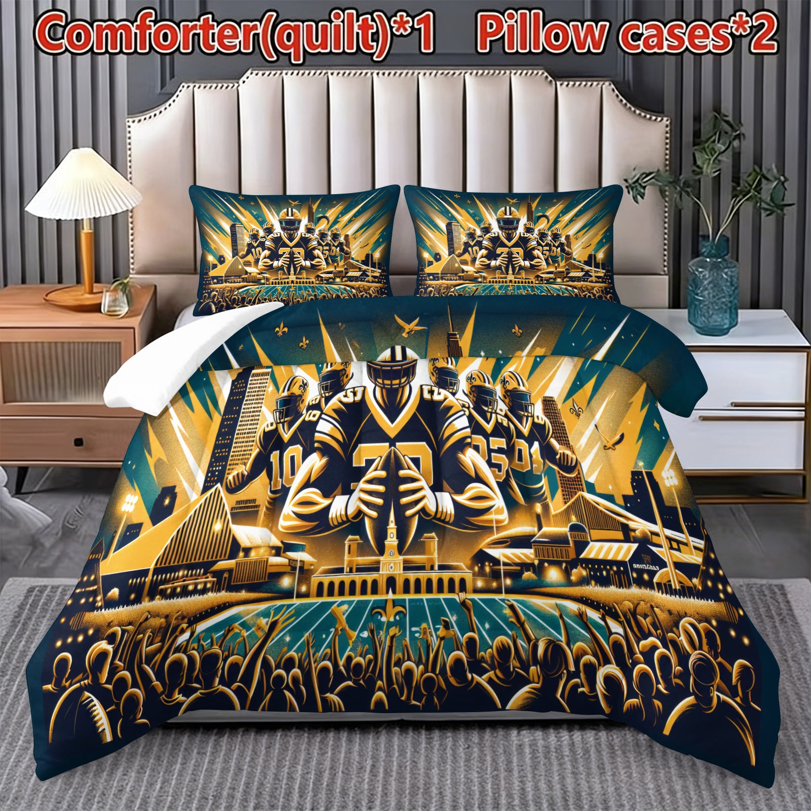 New Orleans Saints Comforter Pillowcase Sets Blanket All Season Reversible Quilted Duvet