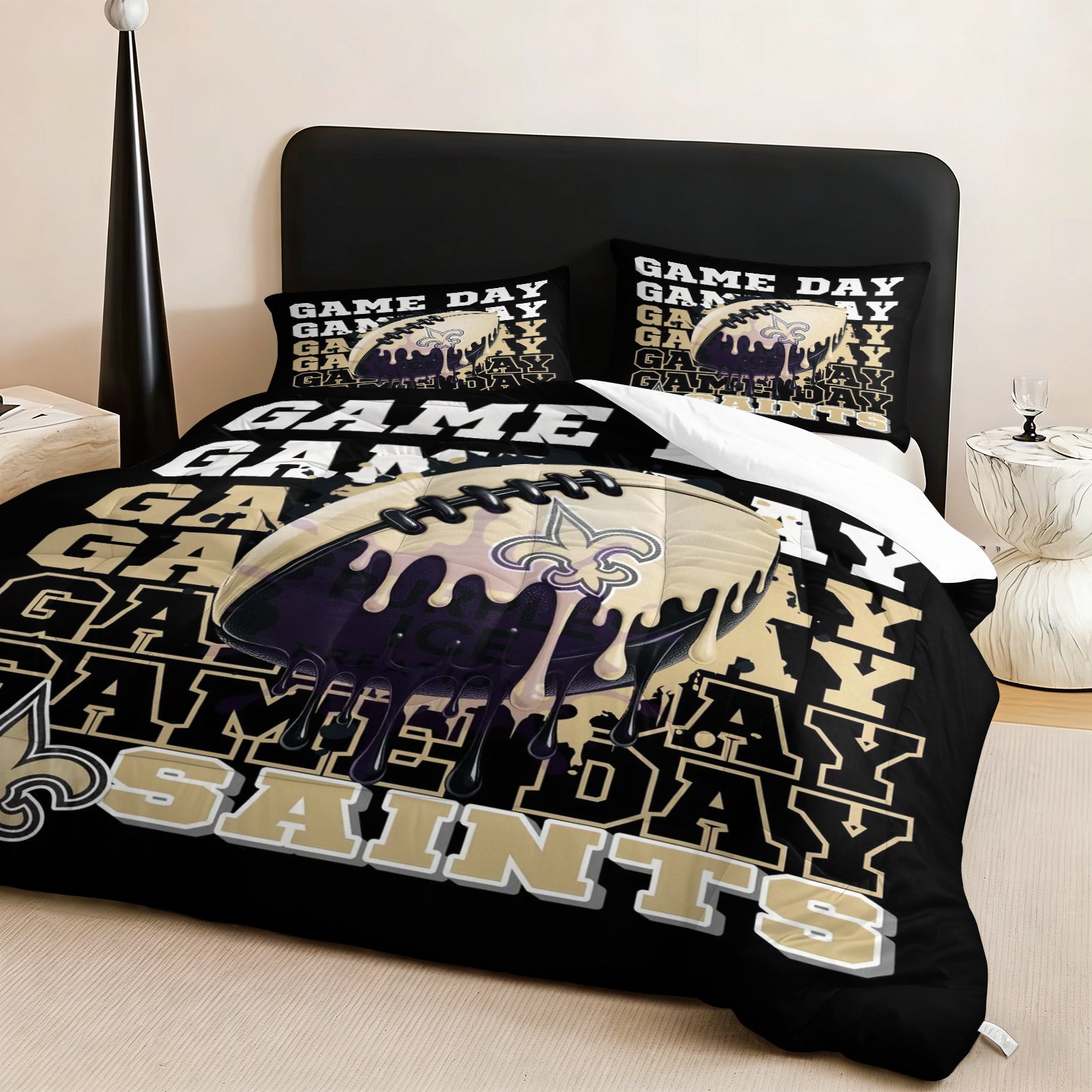 New Orleans Saints Comforter Pillowcase Sets Blanket All Season Reversible Quilted Duvet
