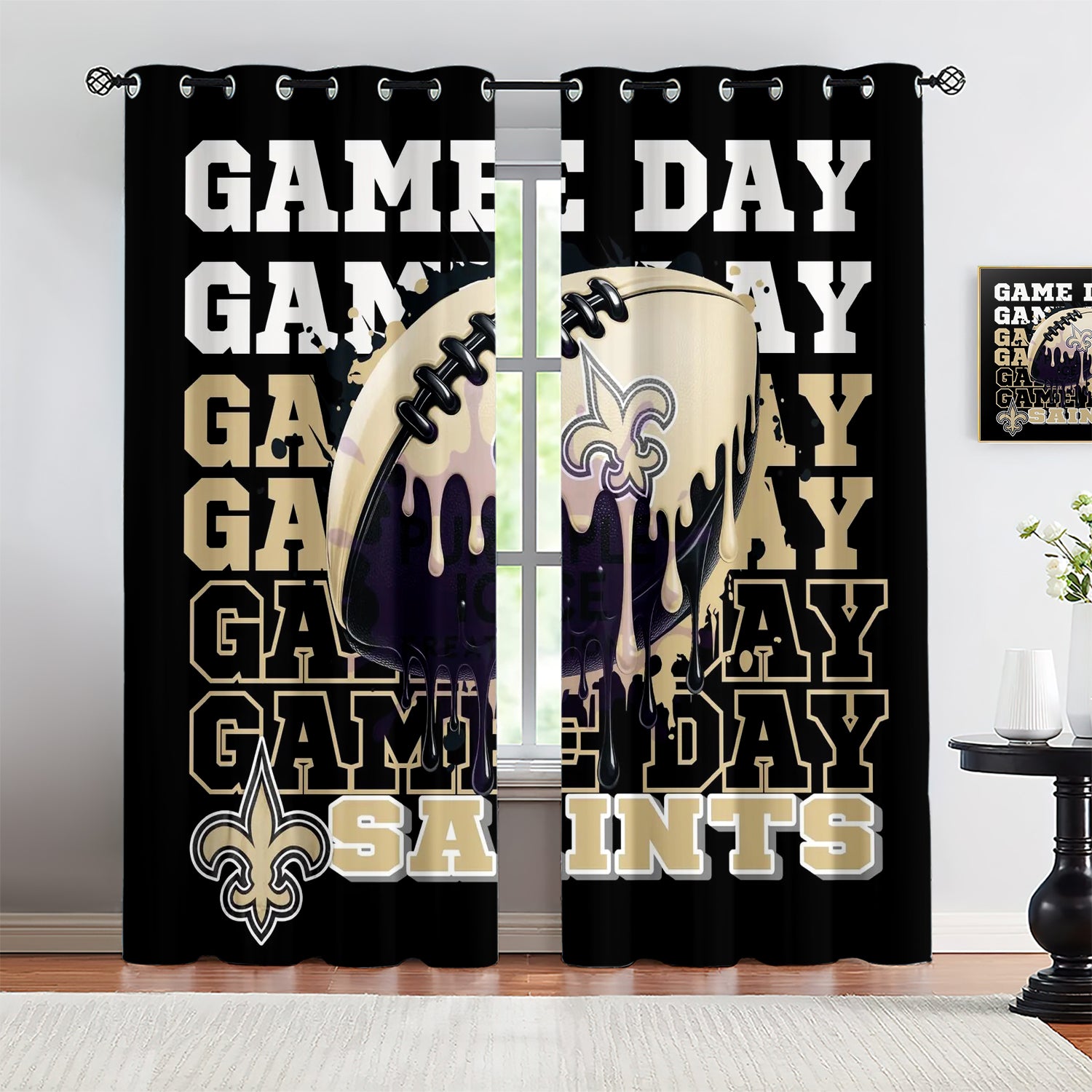 New Orleans Saints Blackout Curtains Drapes For Window Treatment Set