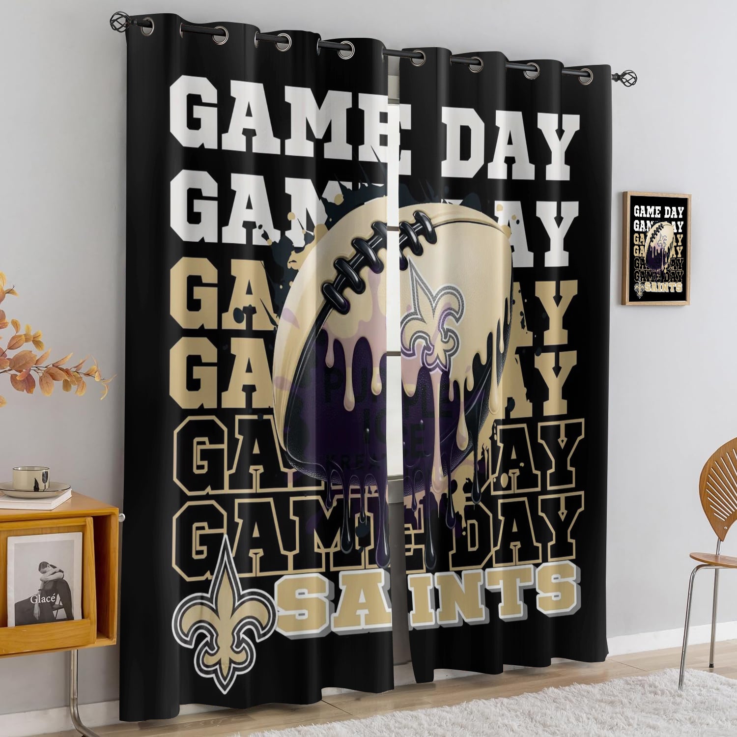 New Orleans Saints Blackout Curtains Drapes For Window Treatment Set